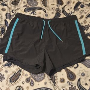 Tangerine Gray Shorts With Teal Accents